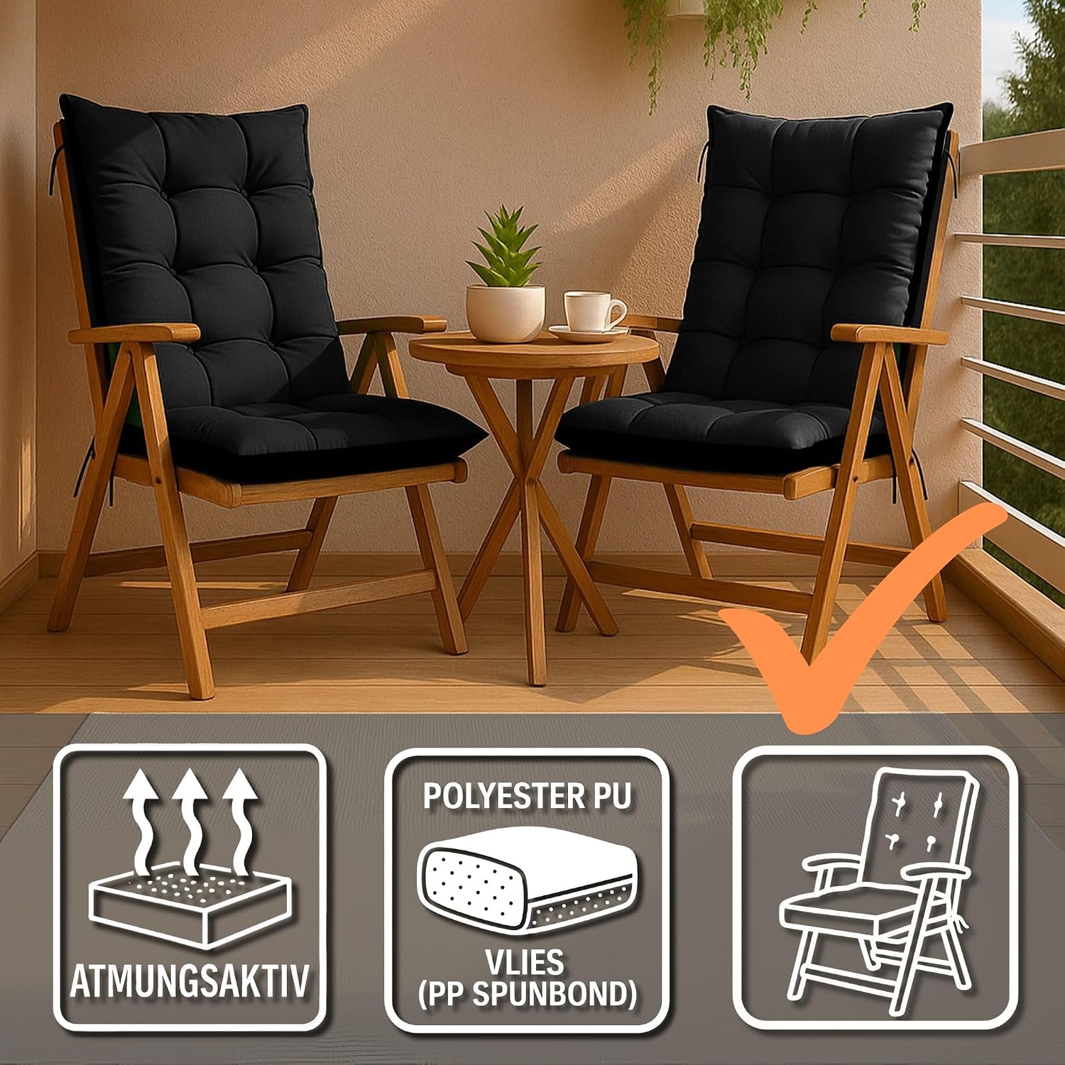 Thumbnail 4 de Amazinggirl Cuscino per Sdraio da Giardino Set 2x50x120 cm – Bordeaux Lino Ecologico, imbottitura 10 cm