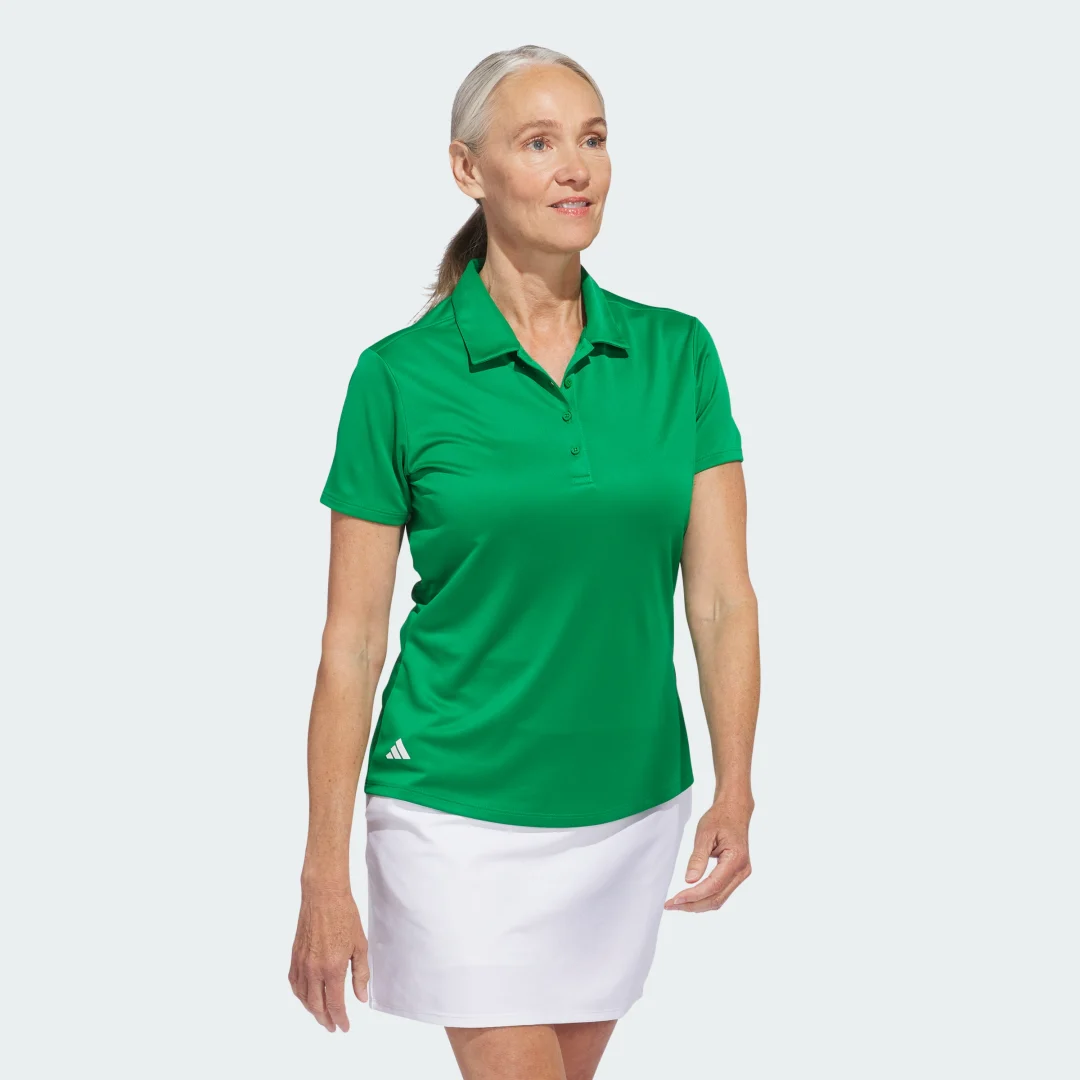 Detalle de Polo Women's Solid Performance Short Sleeve de Adidas — Verde