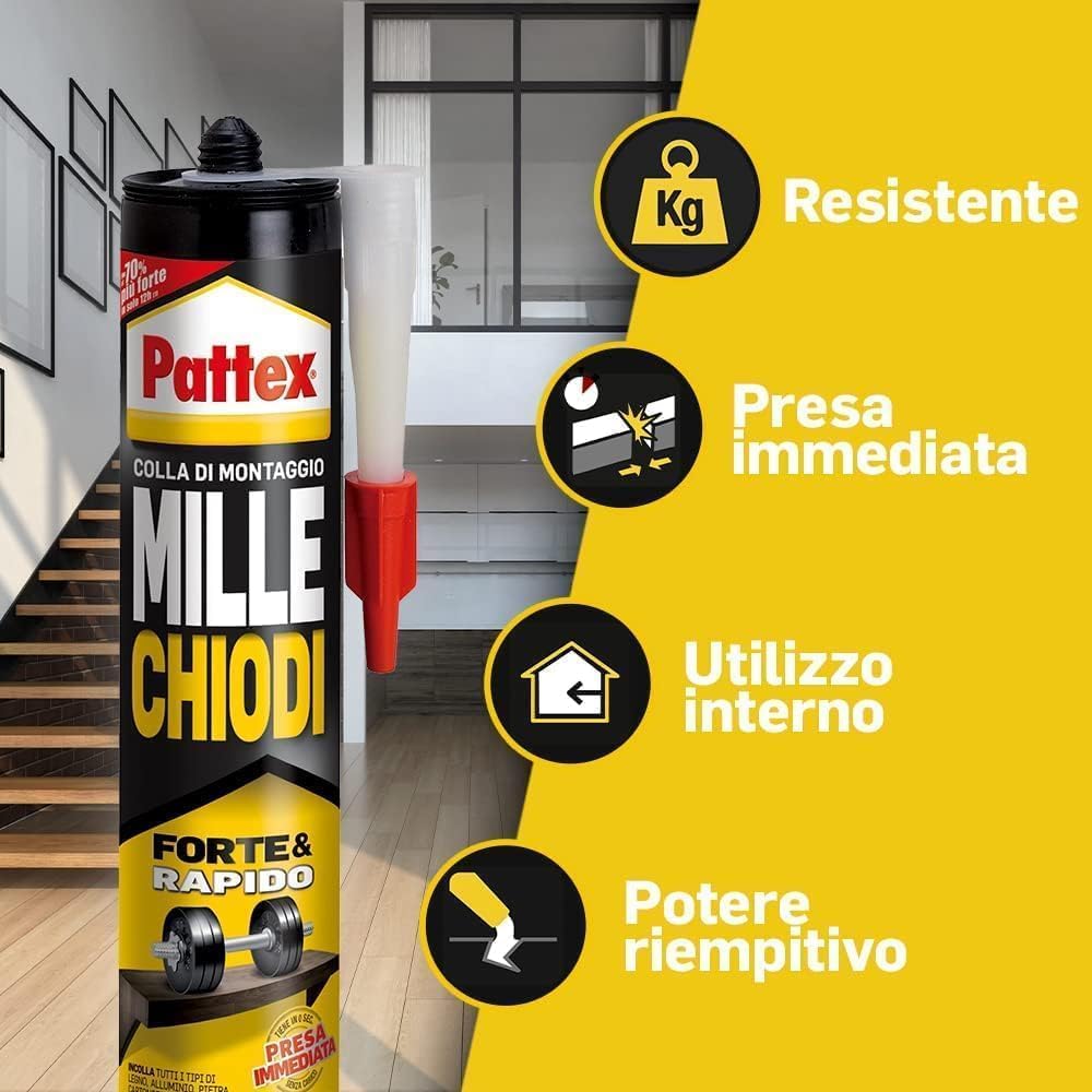 Detalle 2 de Pattex Millechiodi Forte & Rapido adesivo di montaggio 400 g