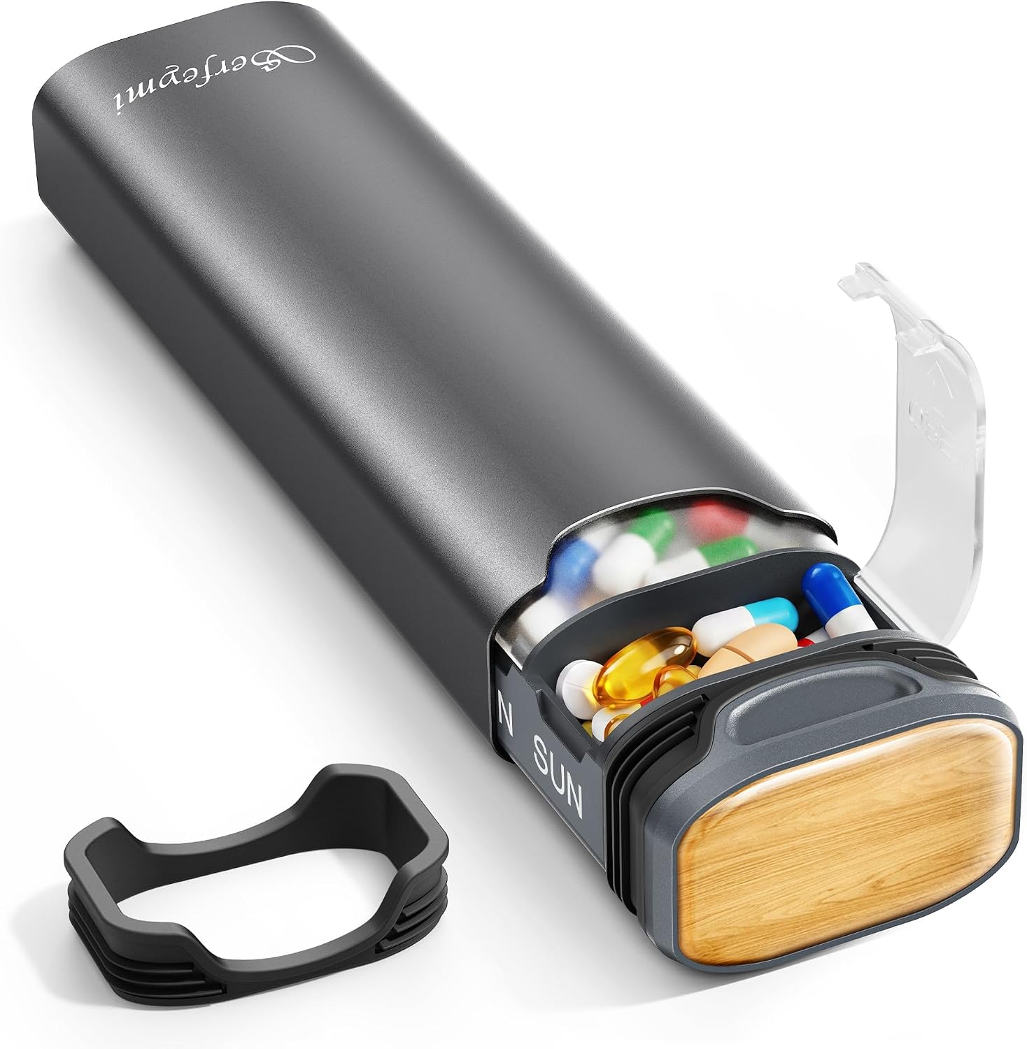 Detalle de Serfeymi Weekly Pill Box: 7-Day, 1 Time A Day Aluminium Dispenser