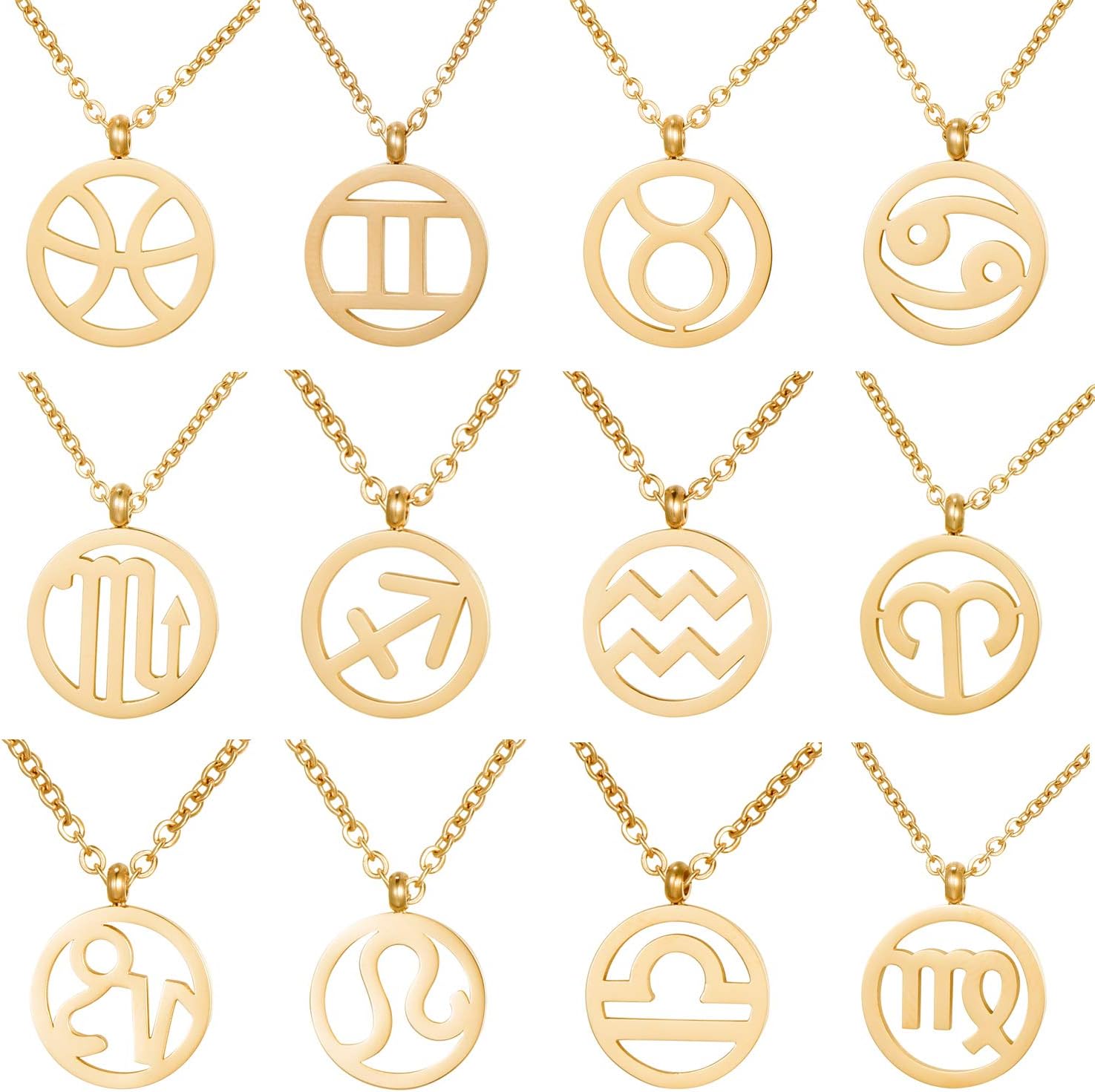 Detalle de Collana Morella da donna in acciaio inox oro con ciondolo segno zodiacale, in sacchetto di velluto