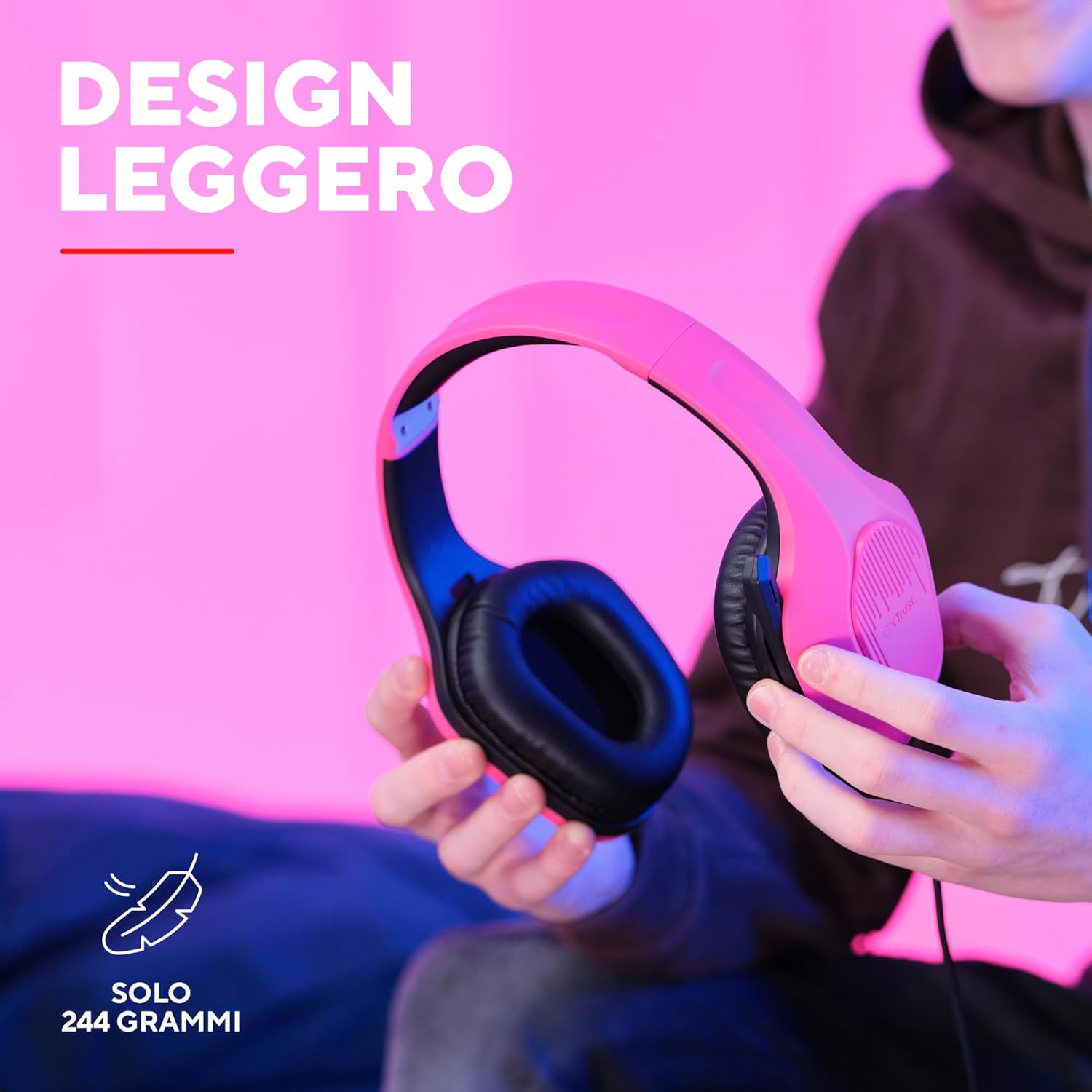 Detalle de GXTrust 418P Rayne cuffie gaming leggere con microfono, jack 3,5 mm, cavo 2 m (rosa) per PC, Xbox, PS4/PS5 e Switch