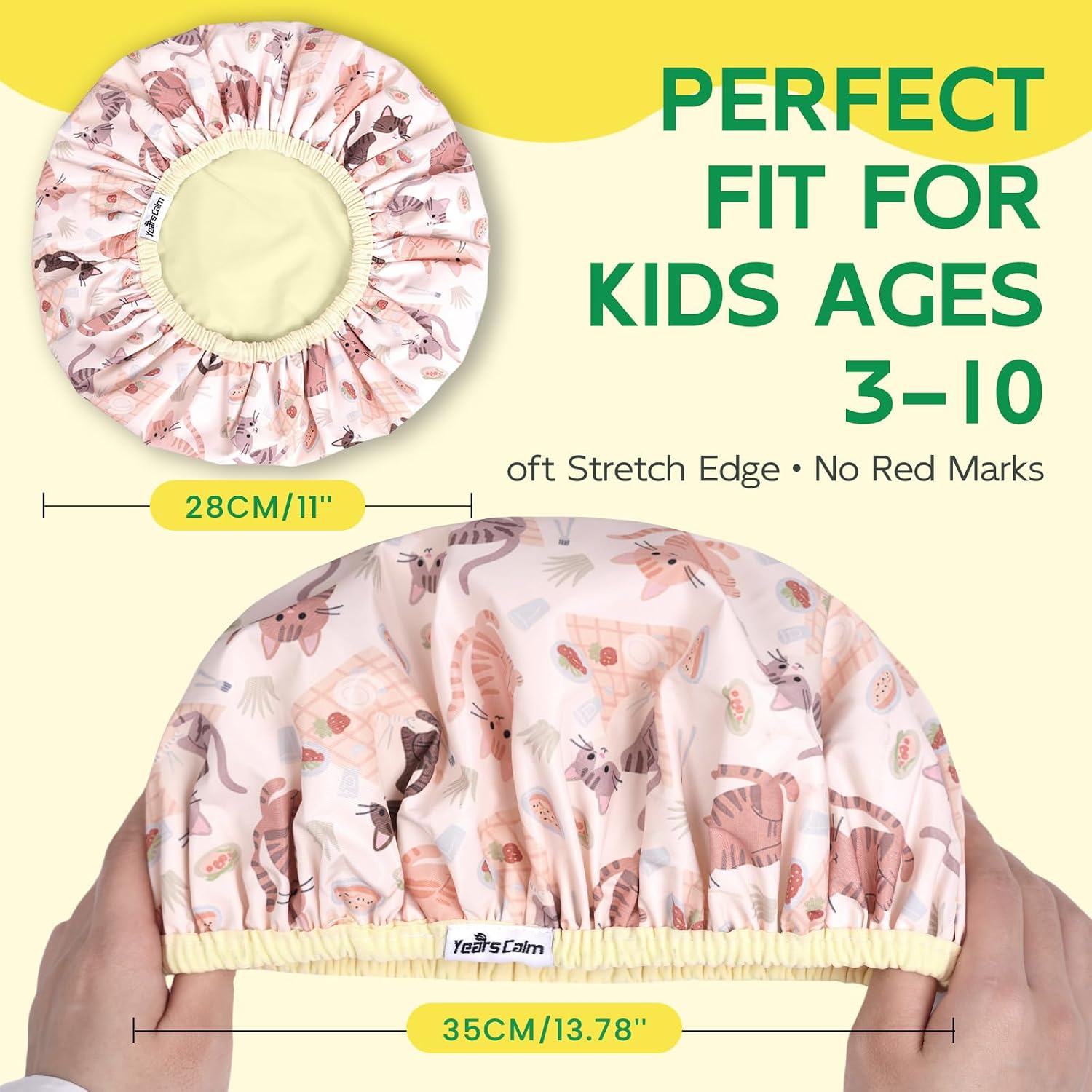 Detalle 2 de Years calm YC-XM-EY-004 Kids’ Shower Cap, Reversible Double-Layer Design