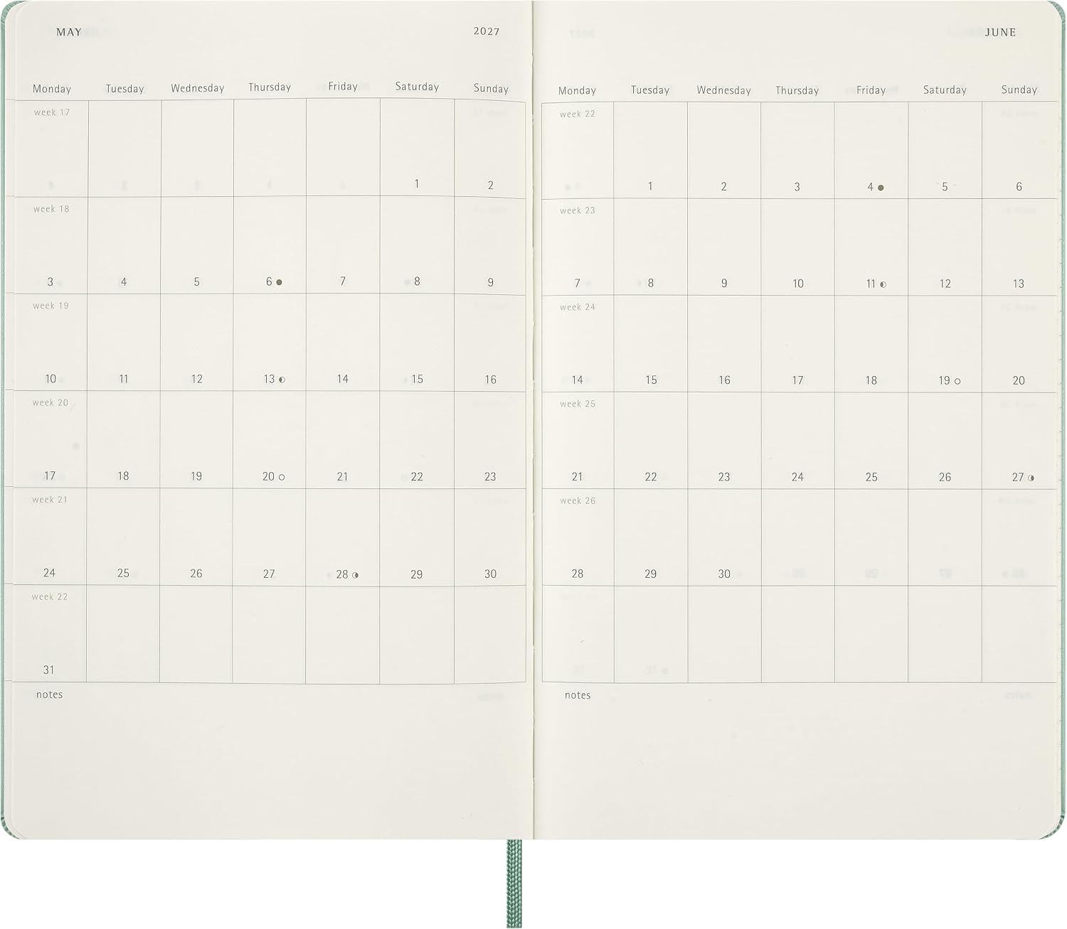 Thumbnail 6 de Moleskine DHK812WN3Y27 weekplanner 2027, harde kaft, saliegroen, 13 x 21 cm