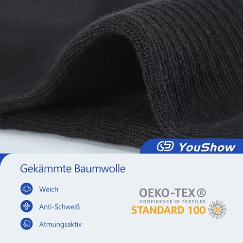 Detalle de YouShow 6 Paia Calze Tennis Uomo/Donna Cotone Nero 43-46: comfort, supporto e durabilità