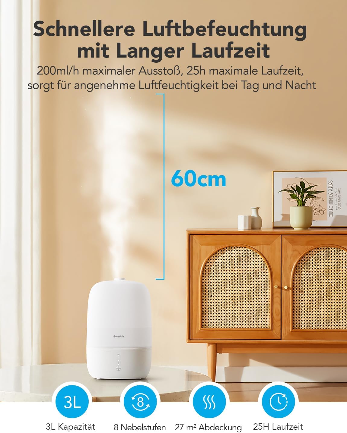 Detalle de GoveeLife Smart Luftbefeuchter 3L đ§