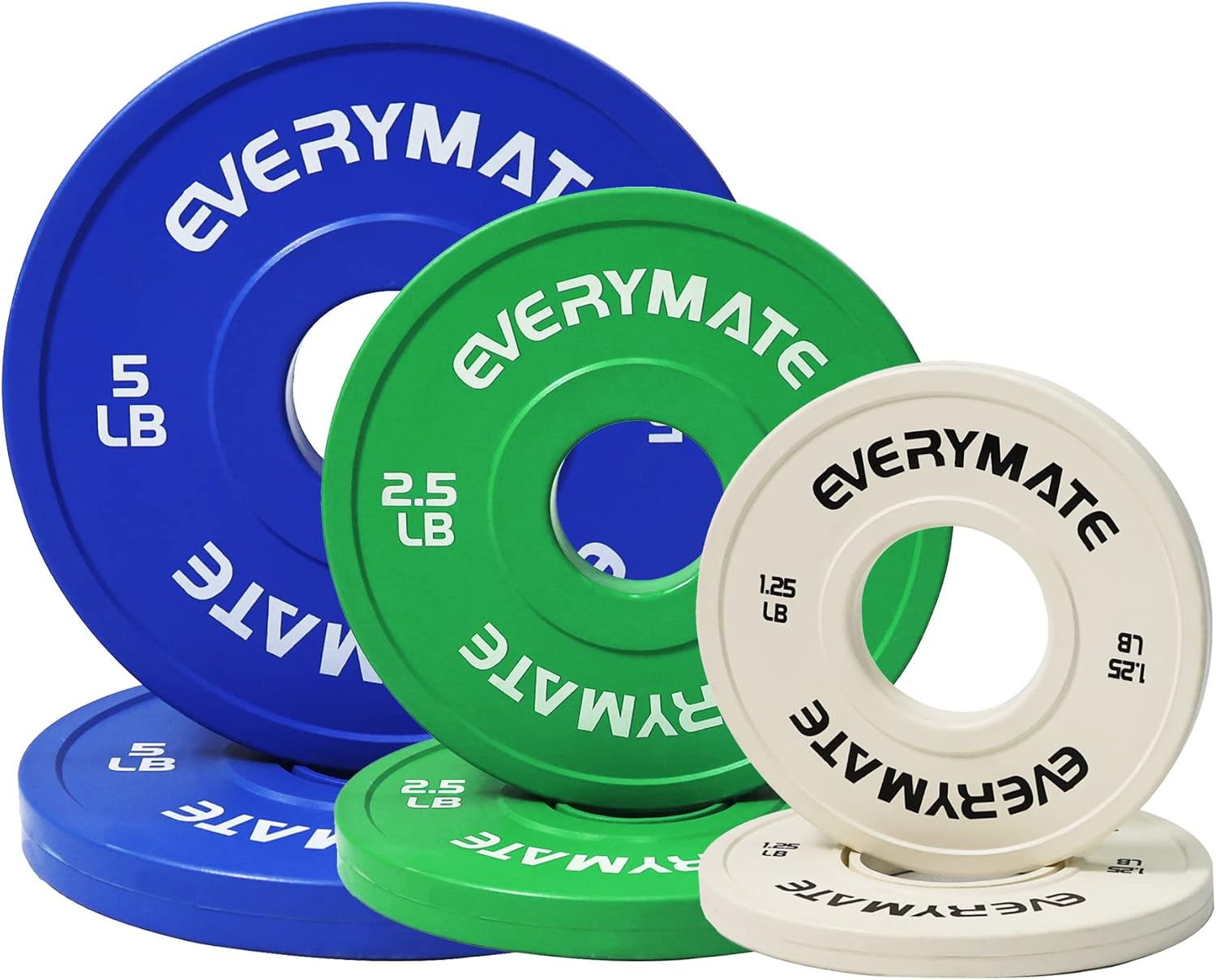 Detalle 2 de EVERYMATE Change Weight Plates 1.25LB / 2.5LB / 5LB Set — Fractional Olympic Bumper Plates