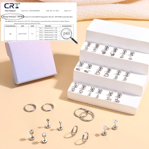 Thumbnail 6 de Diamday: 15 Pares de Pendientes de Acero Quirúrgico para Mujer – Aros Dorados y Piercings de Cartílago