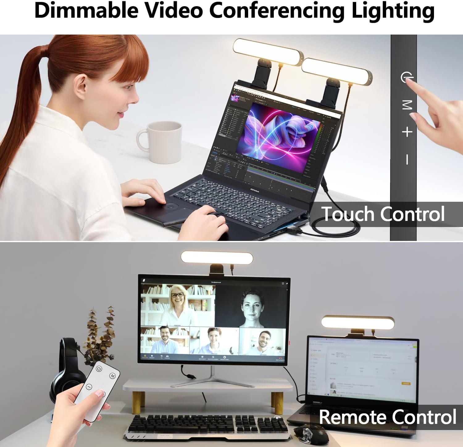 Detalle 2 de yAyusi Iluminación para videoconferencias con 2 lámparas