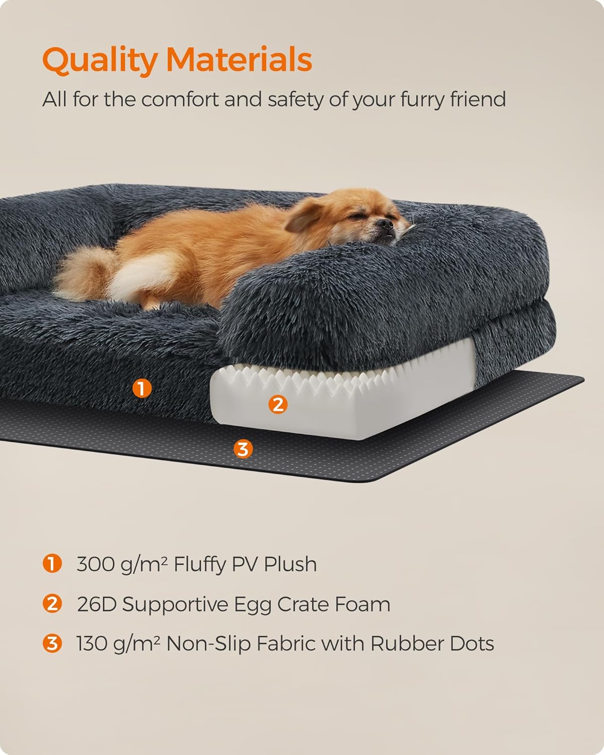Thumbnail 4 de Feandrea FluffyHug Dog Bed 76 x 58 cm