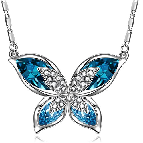 Detalle de VINATO Collana donna farfalla cristallo blu