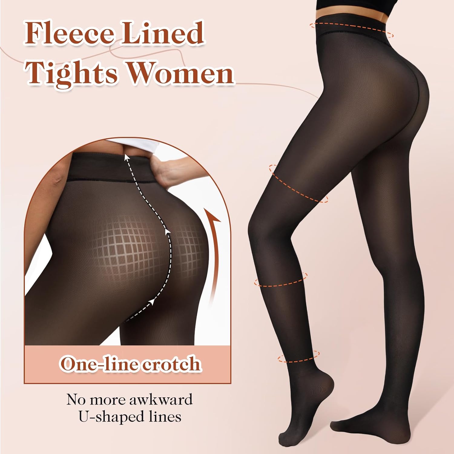 Thumbnail 1 de Bebila 2-Pack Fleece-Lined Thermal Tights, Sheer-Look Style, 220g Plush Lining