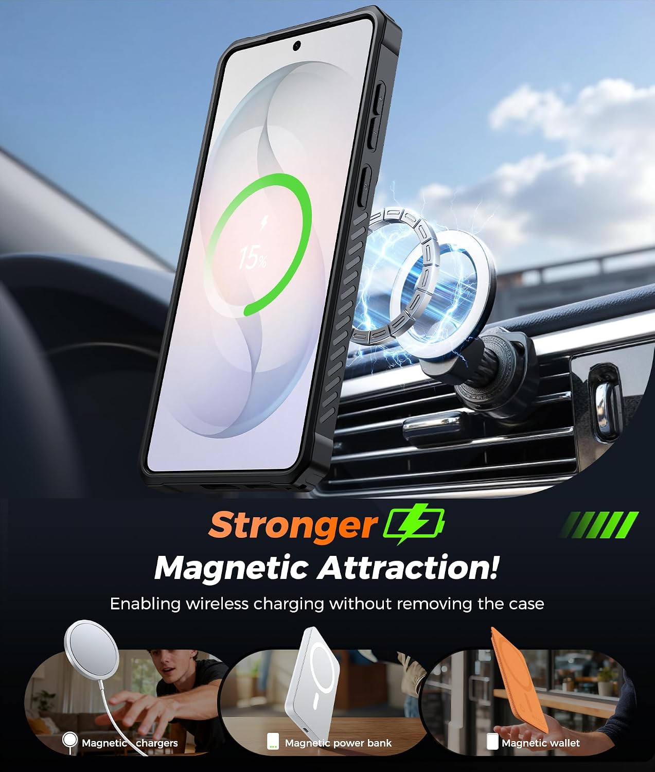 Thumbnail 2 de FNTCASE for Samsung Galaxy S26 Case with Magnetic Ring Kickstand, Screen Protector, and MagSafe Compatibility