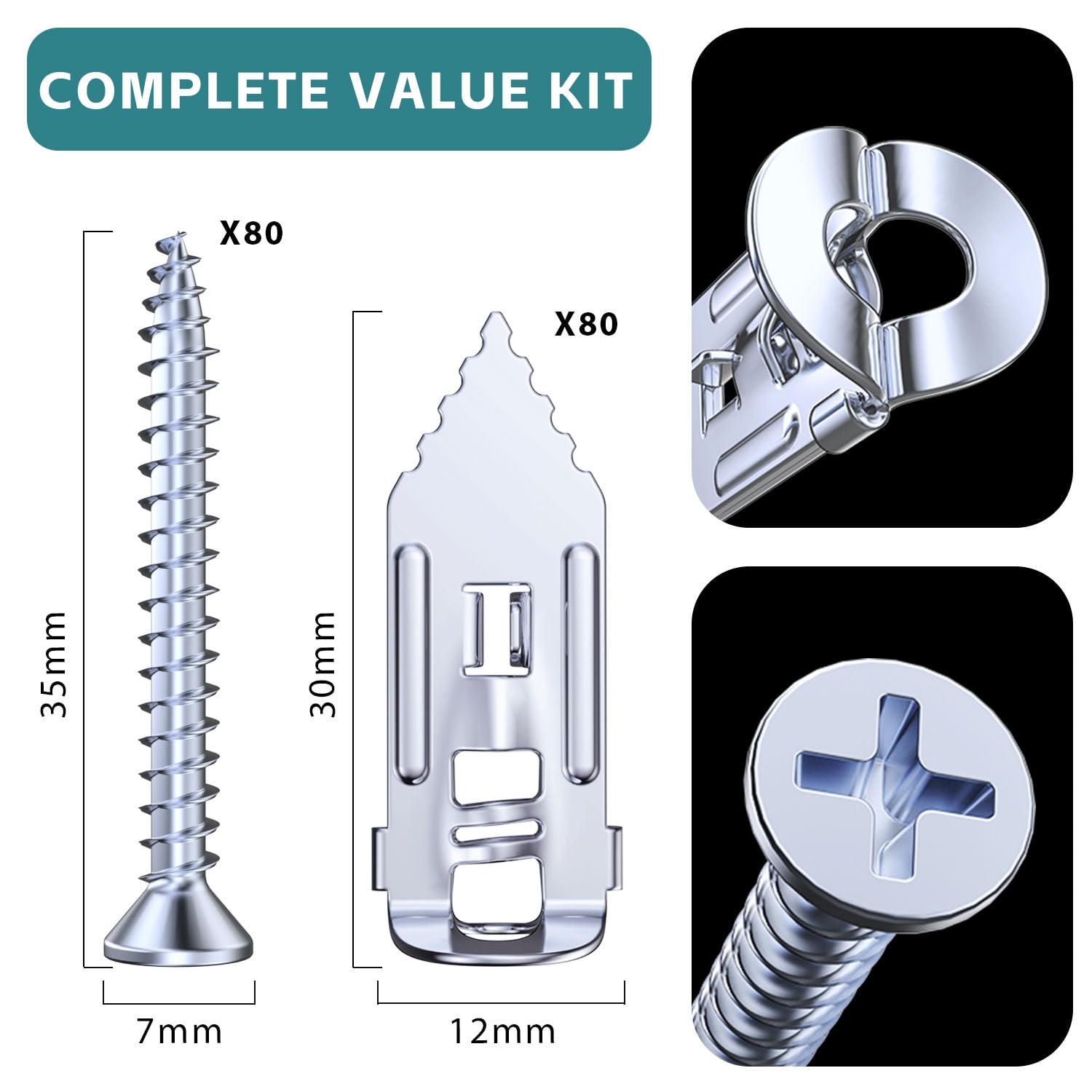 Thumbnail 1 de BYSMAH Plasterboard Fixings 160Pcs: Self-Drilling Anchors and Screws for Heavy-Duty Drywall