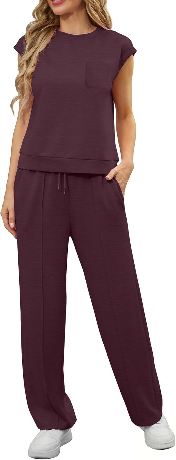 Detalle de GRECERELLE Two Piece Outfits for Women – Summer Lounge Set with Pockets