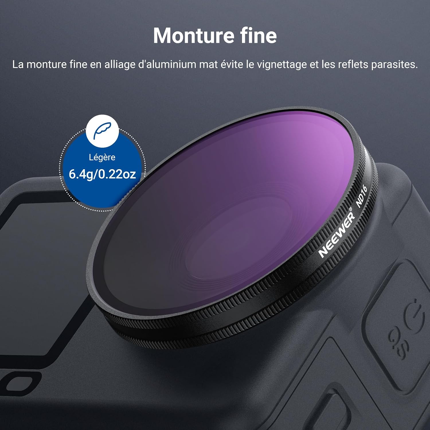Detalle de NEEWER Kit de filtres CPL + ND FL-B100 pour DJI Osmo Action 6 (4 filtres ND8/16/32 + polarisant)