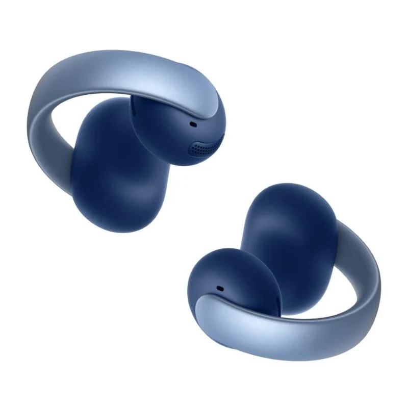 Detalle de soundcore AeroClip, auriculares abiertos Bluetooth 5.4 con control táctil, azules