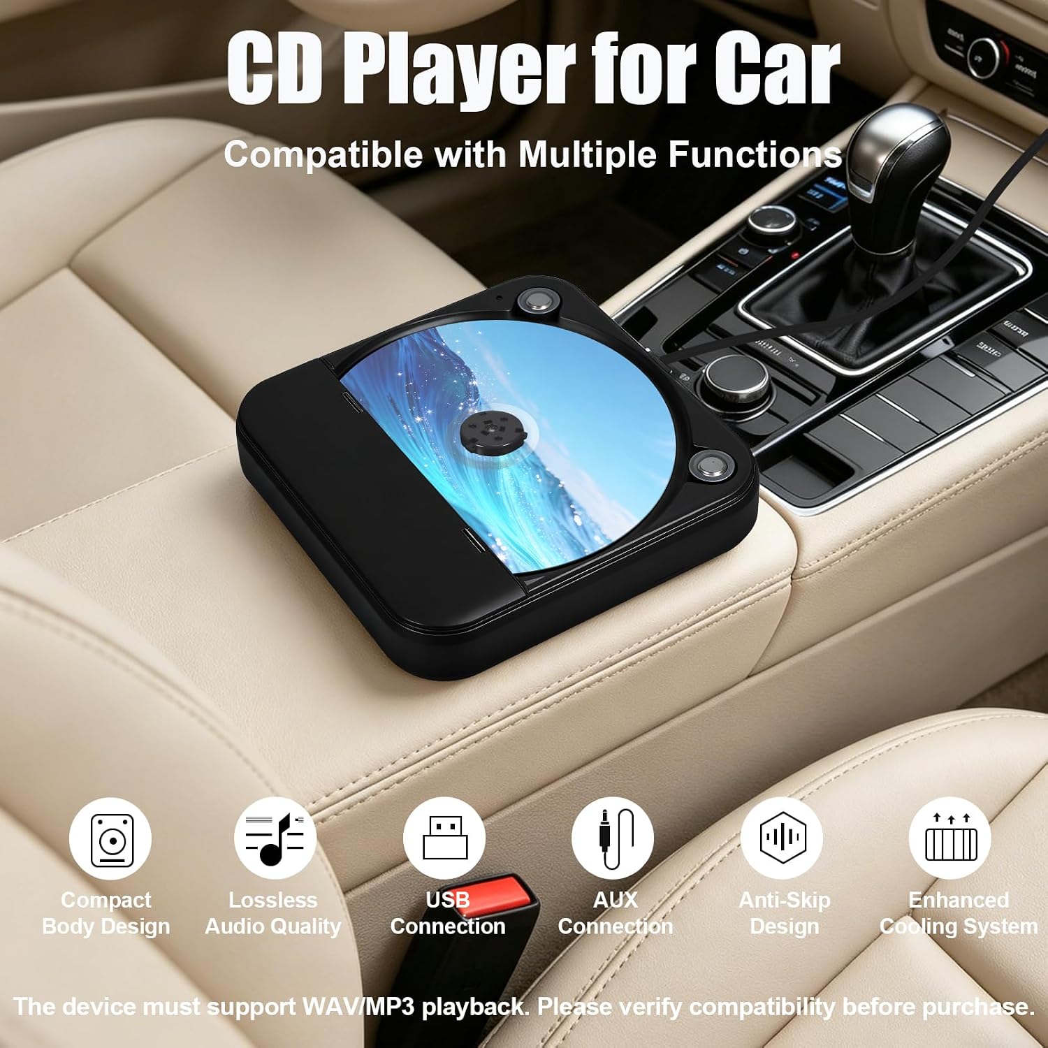 Detalle de Canareen 606 externe cd-speler voor auto met USB en AUX
