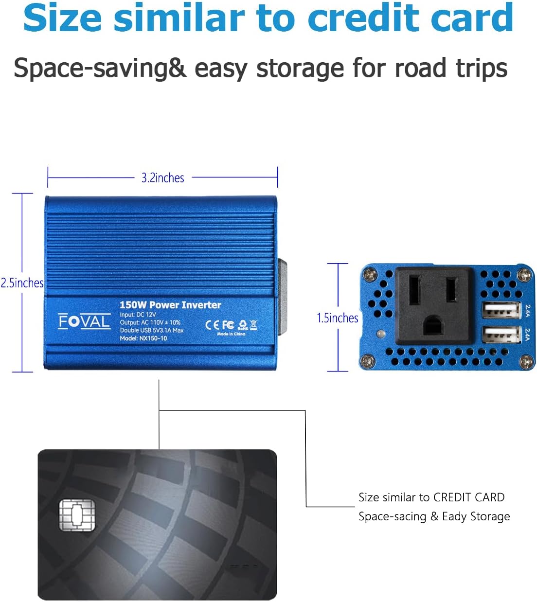 Thumbnail 3 de FOVAL 150W Power Inverter 12V to 110V 🔌