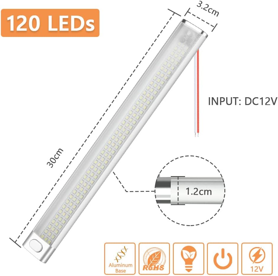 Thumbnail 1 de URAQT 12V Interior LED Light Bar — 4 Packs of 120 LEDs (1600LM) for Cars, Vans, RVs and More