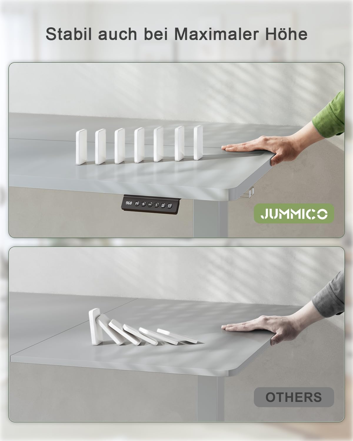 Thumbnail 6 de JUMMICO Höhenverstellbarer Schreibtisch mit USB-Ladeanschluss – elektrisch höhenverstellbar, 180 × 80 cm, Grau