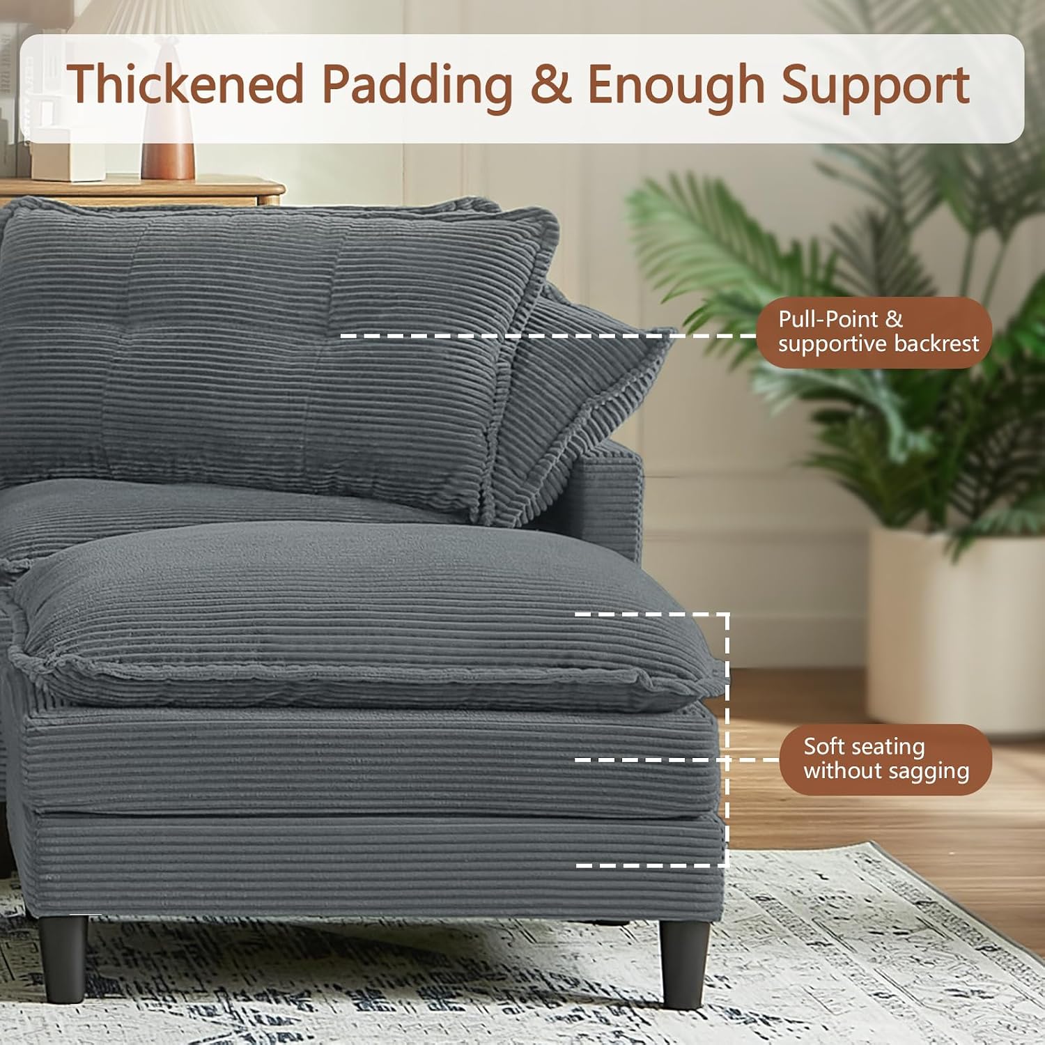Thumbnail 6 de Orvesino Corduroy Ottoman