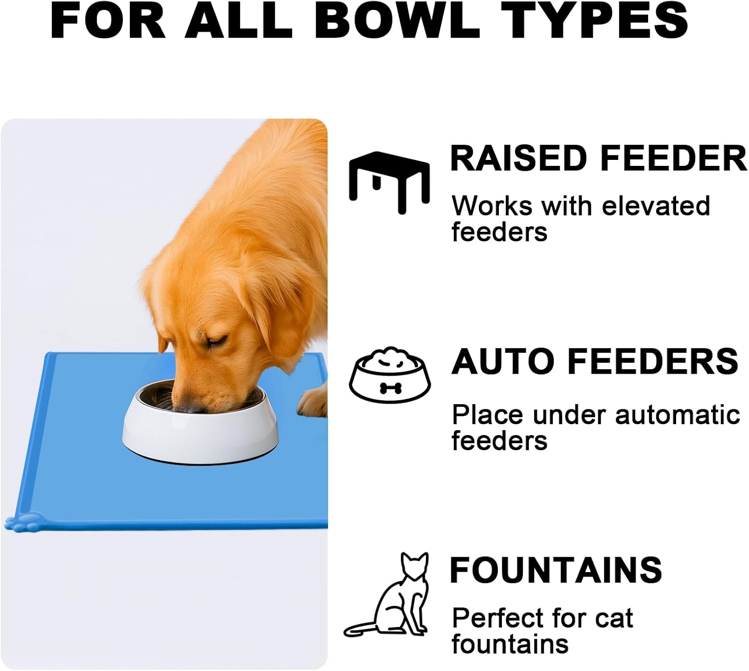 Thumbnail 6 de MOACC Dog Food Mat, Silicone Pet Feeding Mat – 54 x 38 cm (Blue)
