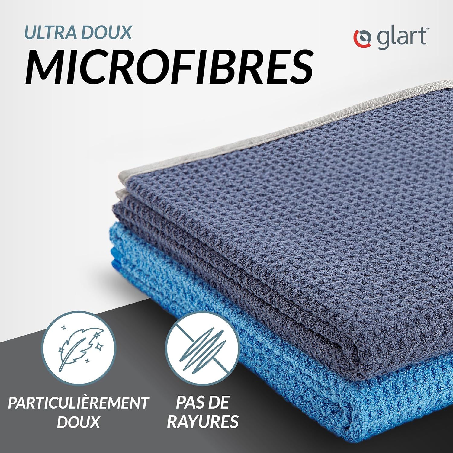 Thumbnail 1 de Glart 47TB Lot de 2 Chiffons Microfibre XXL 70×40 cm – séchage doux et absorbant pour peinture, verre et carrosserie