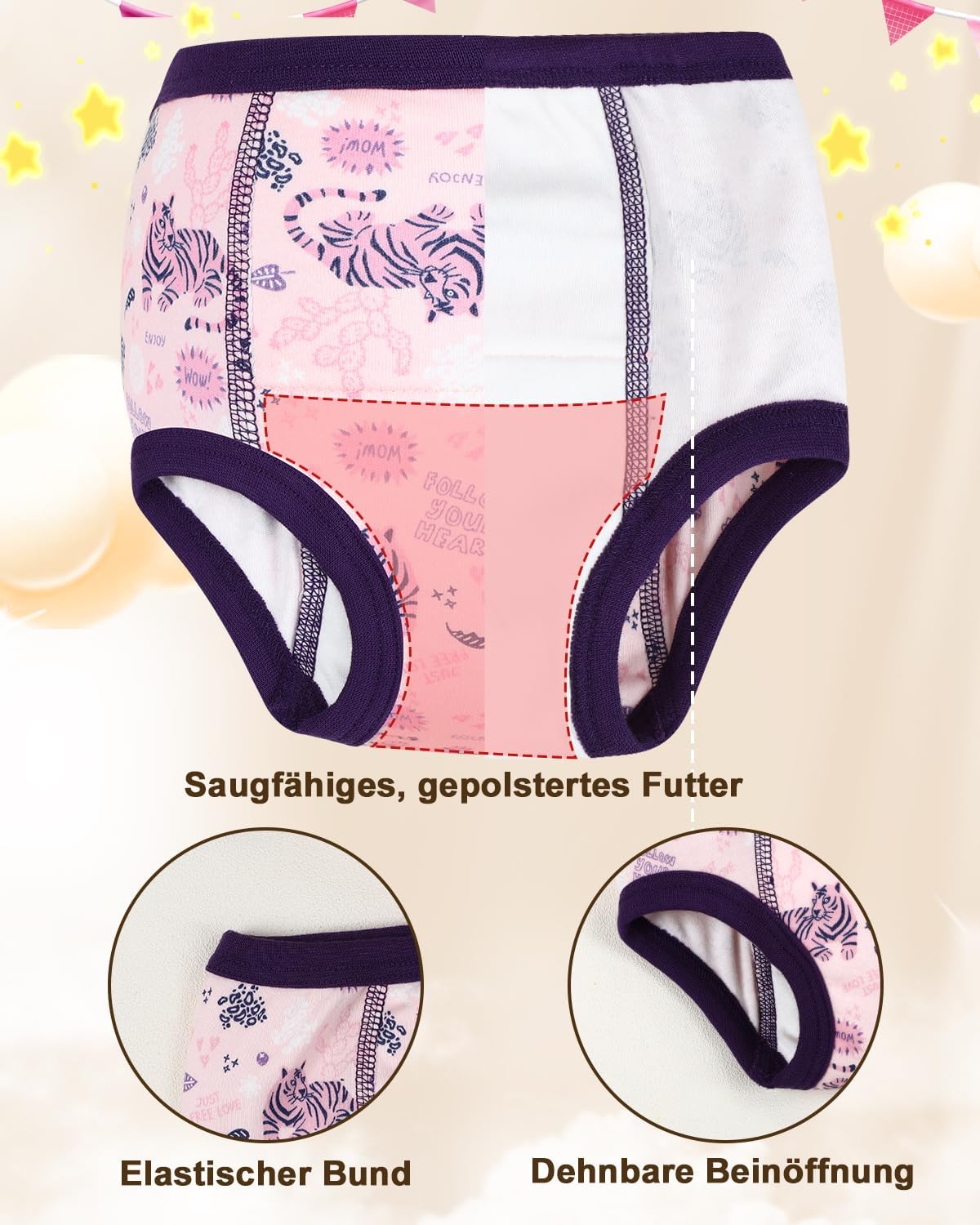 Detalle de FLYISH Jungen Trainingshose im 6er/4er Pack – weich, saugfähig, 100% Baumwolle