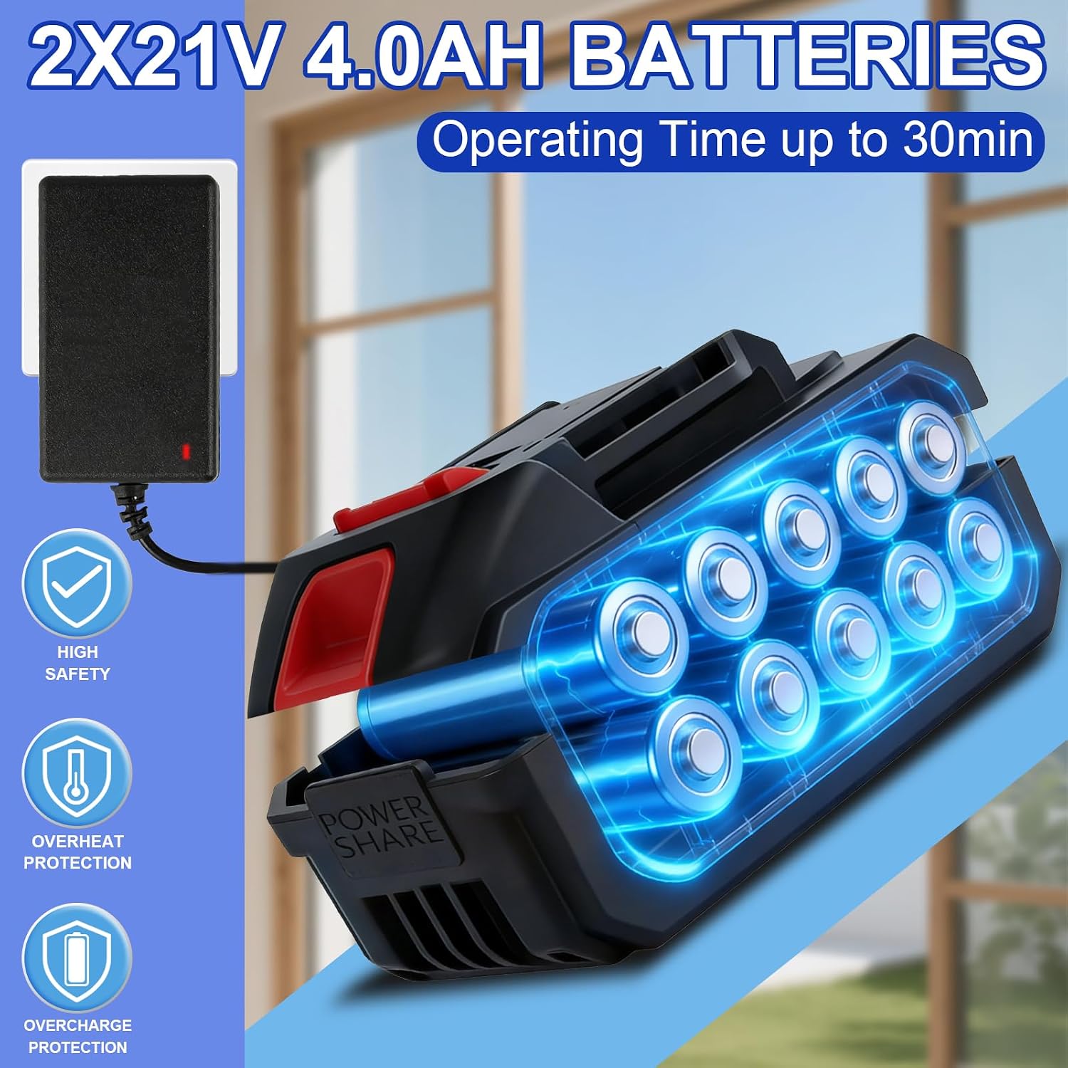 Thumbnail 1 de Duoguto 21V Cordless Pressure Washer with 1100PSI Brushless Motor and 6-in-1 Nozzle