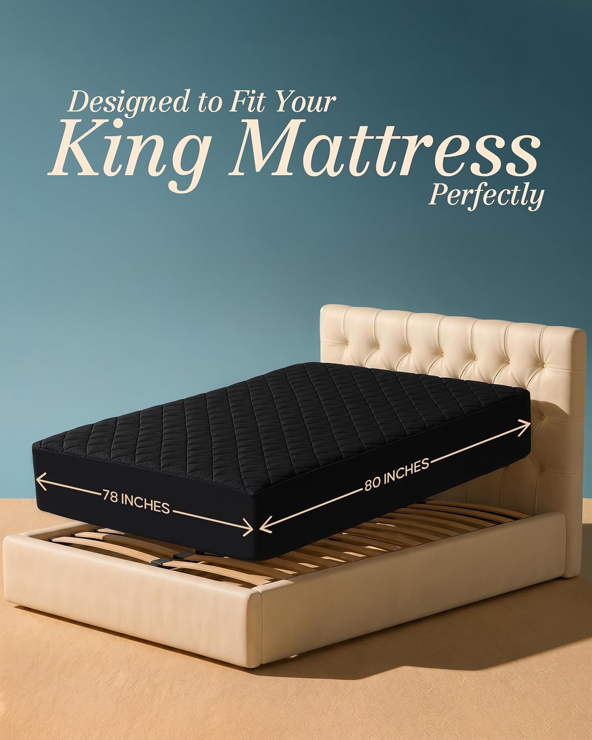Detalle de Utopia Bedding UB2453 King Mattress Pad, Quilted, 16-Inch Deep Pocket, Black