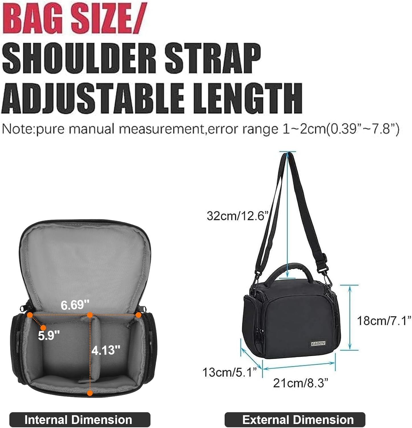 Thumbnail 2 de CADeN Kameratasche wasserdicht Sling-Umhängetasche für 1 DSLR/SLR – schwarz, S
