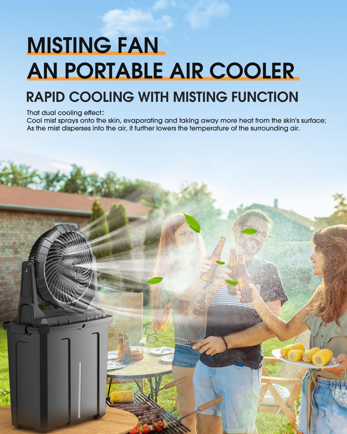 Detalle de Ausic Portable Misting Fan: 9L Outdoor Mist Fan for Hot Days