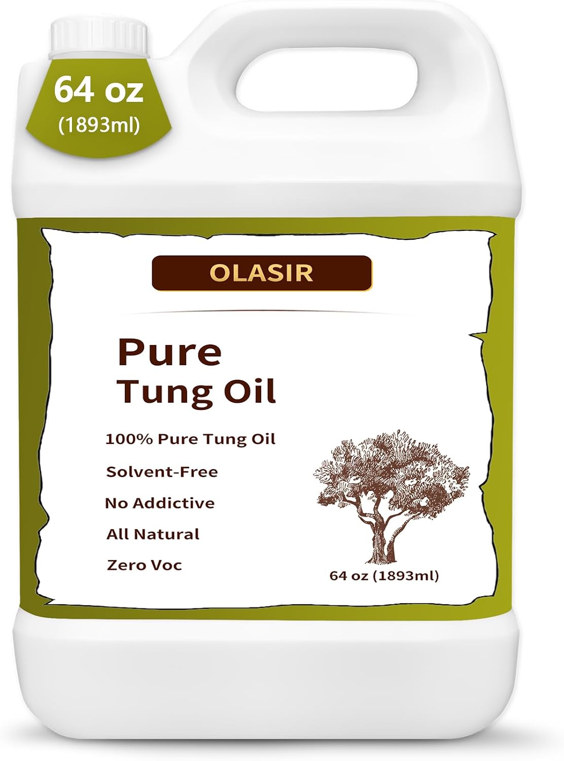 Detalle de OLASIR TO6CA Pure Tung Oil for Wood Finishing, 64 oz, Satin Finish
