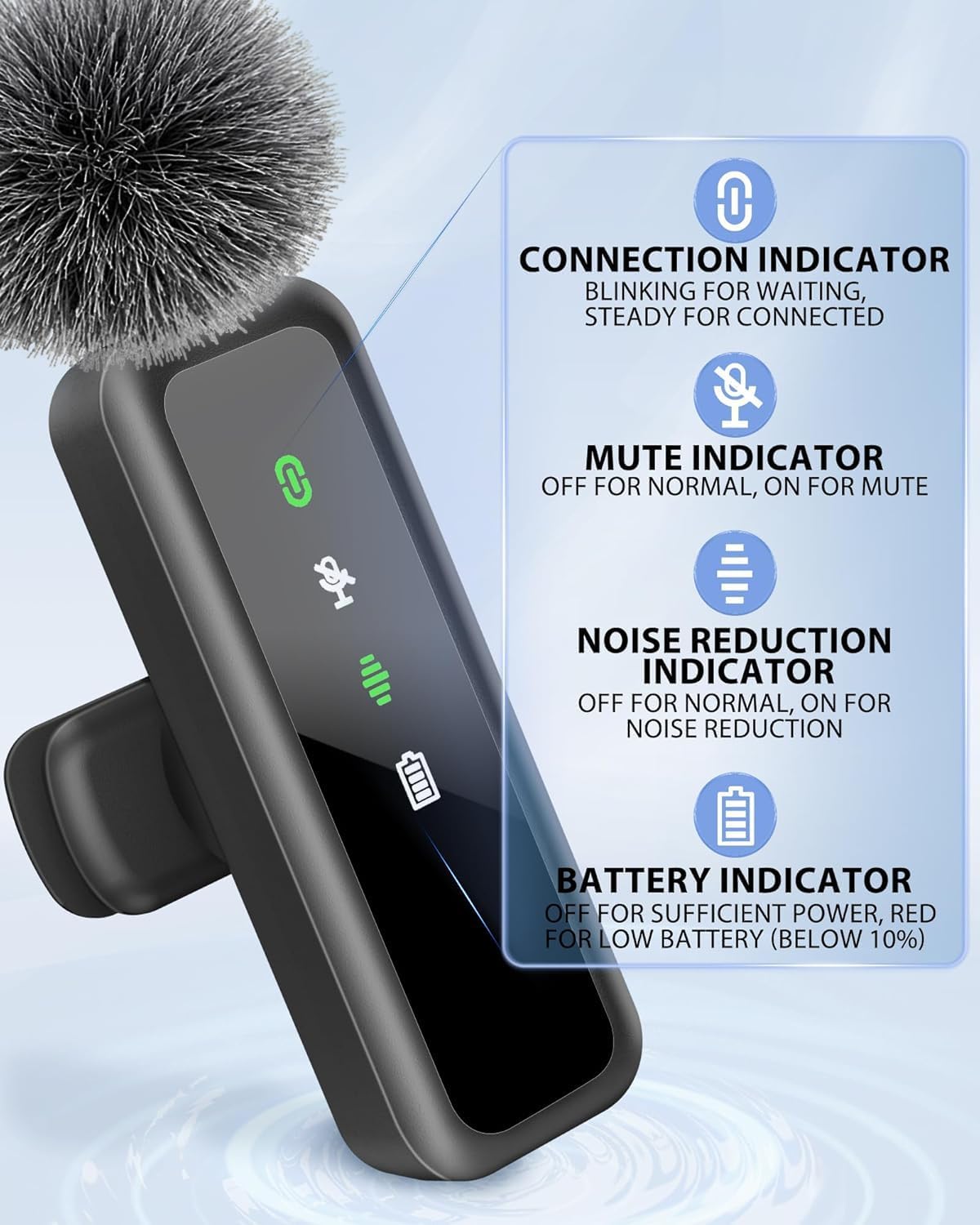 Detalle 2 de AUJQMYCA MF001 Wireless Lavalier Microphone, 2-Pack with Noise Reduction
