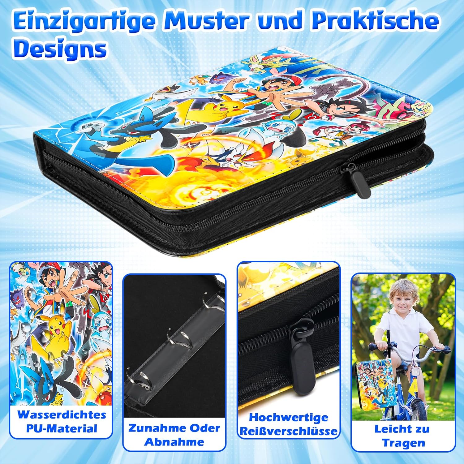 Detalle 2 de Jntmakun Sammelalbum für Pokémon Karten (S900) mit 50 Seiten und Platz für bis zu 900 Karten