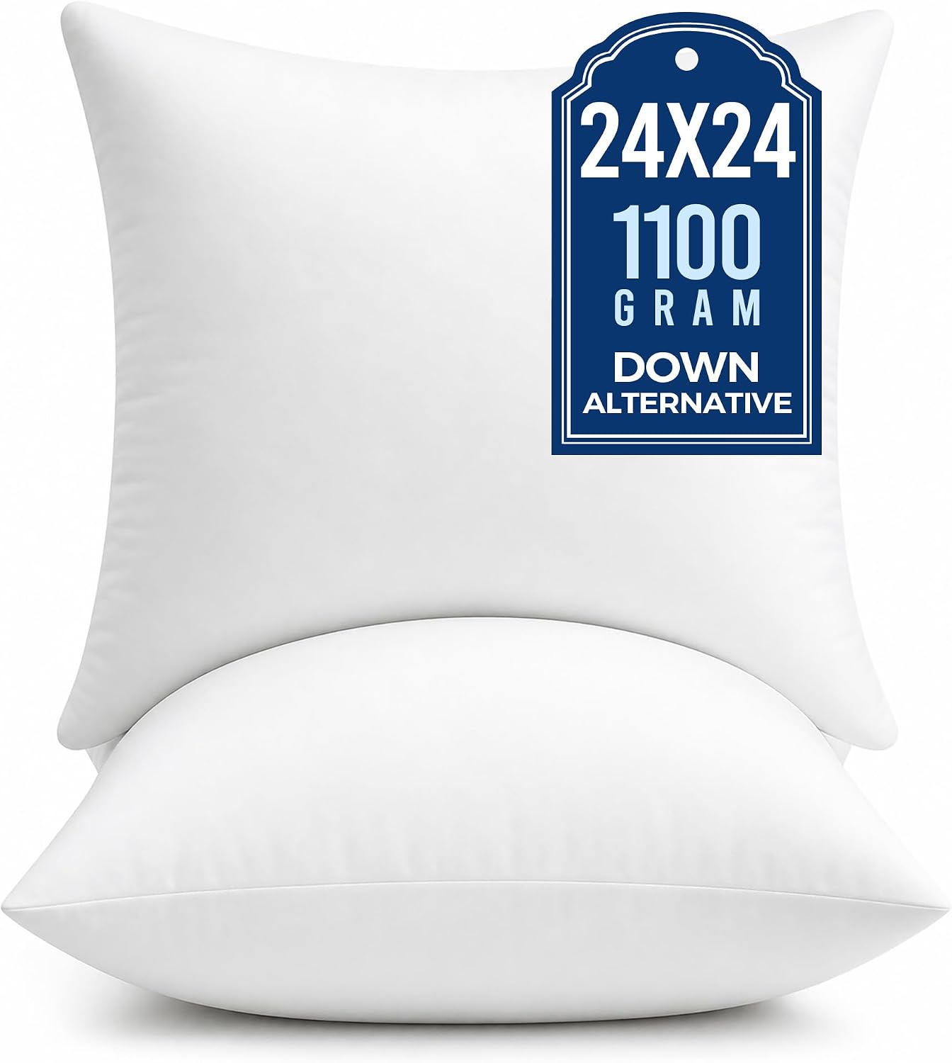 Detalle de puredown® 24x24 Pillow Inserts, 2-Pack, Polyester Down-Alternative Fill