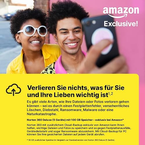 Detalle de Norton 360 Deluxe mit extragroßer Backup-Kapazität – Amazon Exklusiv (50 GB Cloud-Backup)