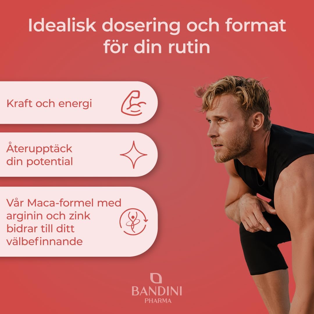Detalle 2 de BANDINI MACA POWER kosttillskott, 240 kapslar med svart maca och arginin