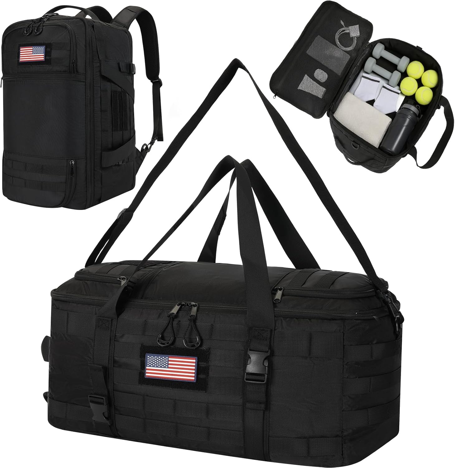 Thumbnail 6 de Tactical Gym Bag for Men 40L: 3-in-1 Duffle, Backpack and MOLLE Storage