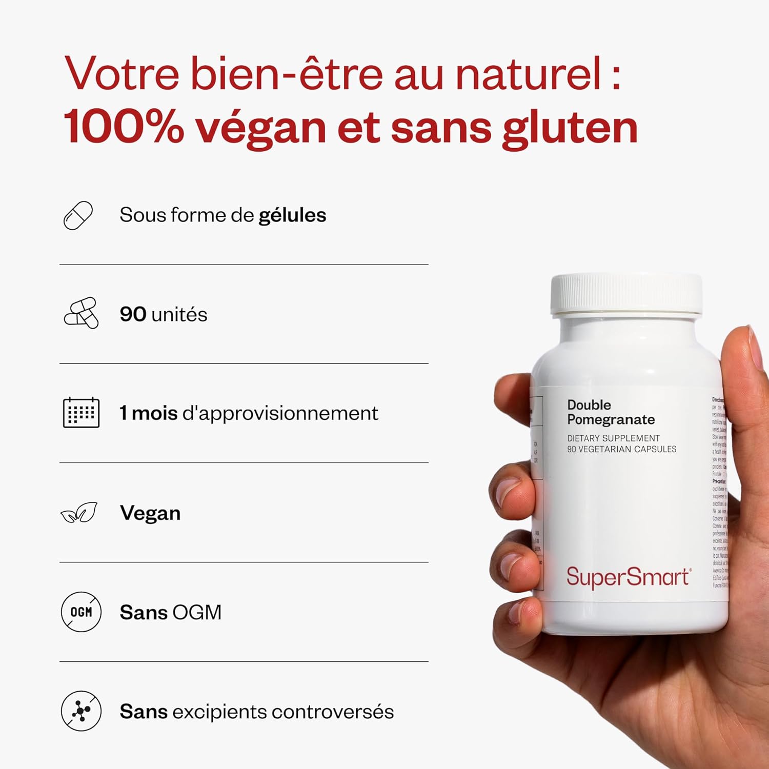 Thumbnail 4 de Supersmart Double Pomegranate – Extrait de grenade standardisé (40% punicalagines, 90% acide ellagique) – Antioxydant vegan, sans gluten