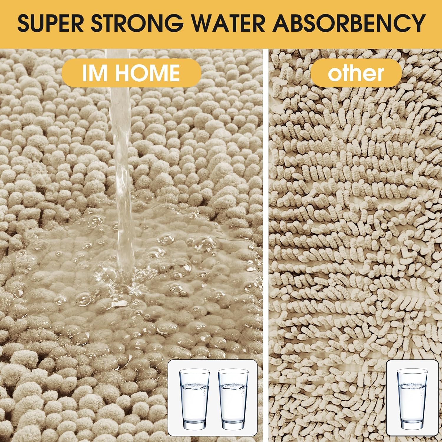 Detalle 2 de ACCUMTEK Upgrade Extra Large Beige Bath Rug Set 3-piece 🧽