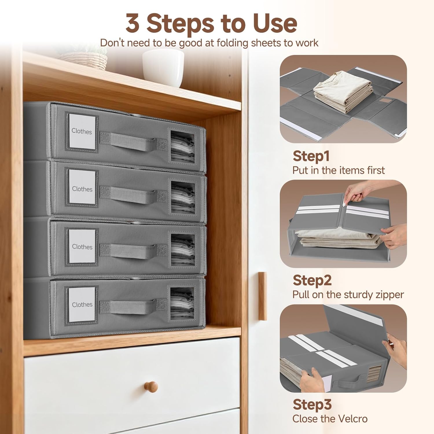 Thumbnail 4 de Boic Bettwäsche Organizer 2er-Set – Faltbar, Unterbett Aufbewahrung