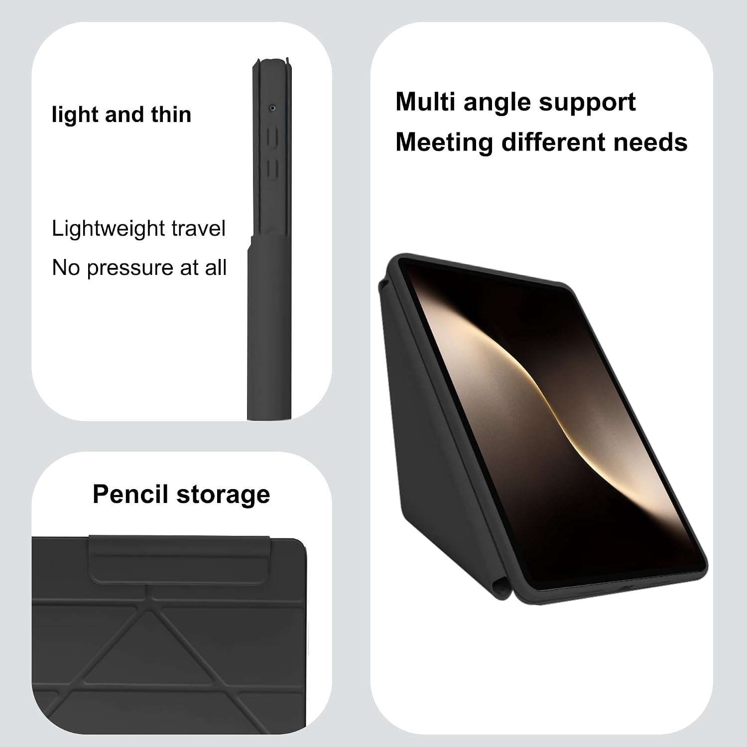 Detalle 2 de Fitudoos Hülle für Honor Magic Pad 3 13.3" – Ultra-dünn, Standfunktion, Automatischer Schlaf/Wachmodus, Schwarz