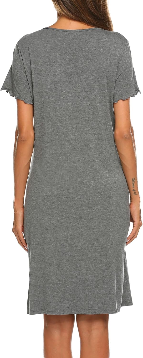 Thumbnail 6 de Ekouaer Nachthemd Damen Kurzarm – Lockeres Schlafshirt mit Knopfleiste