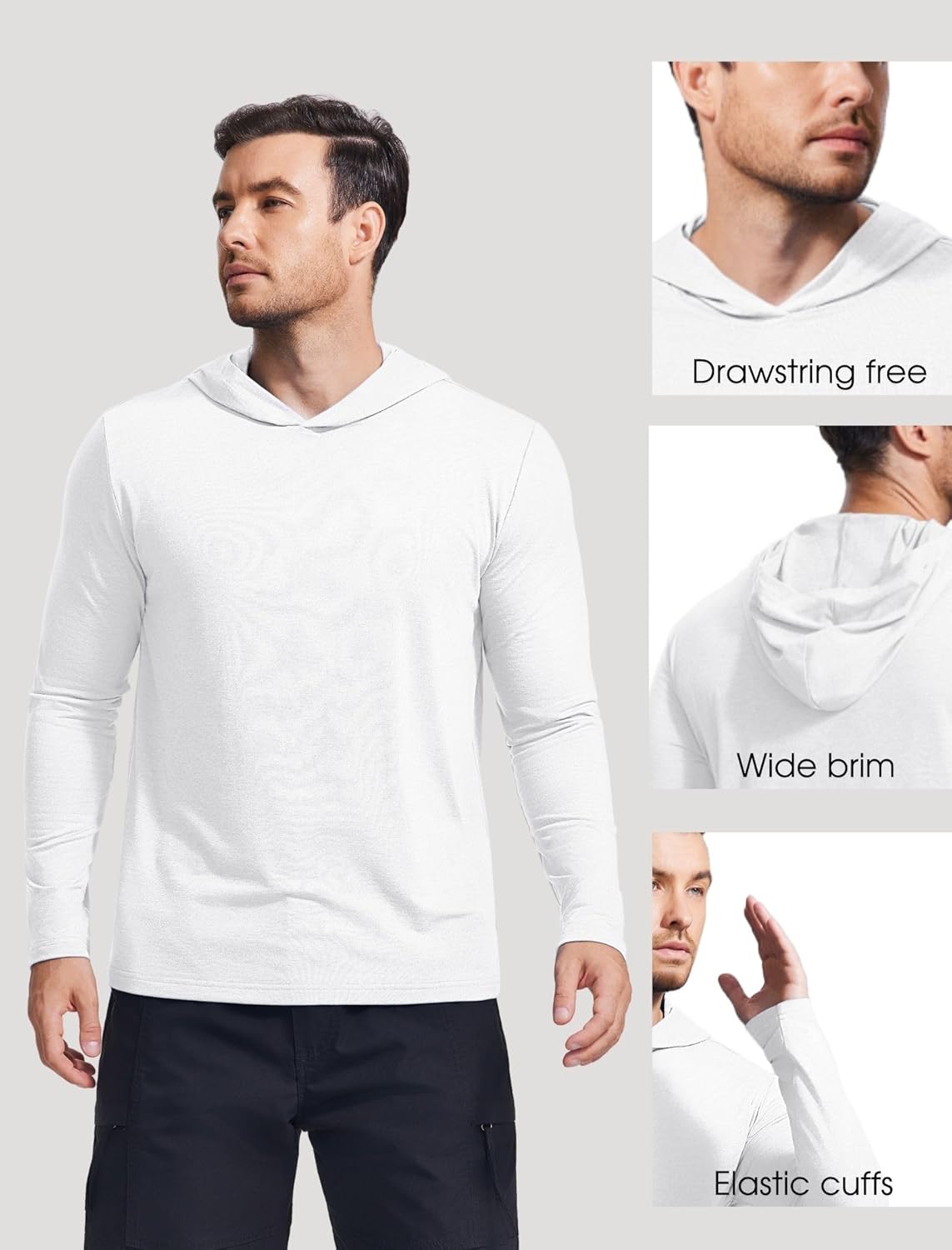 Detalle 2 de PINSPARK Lightweight Pullover Hoodie (Men’s Slim-Fit, Quick-Dry, No Pockets)