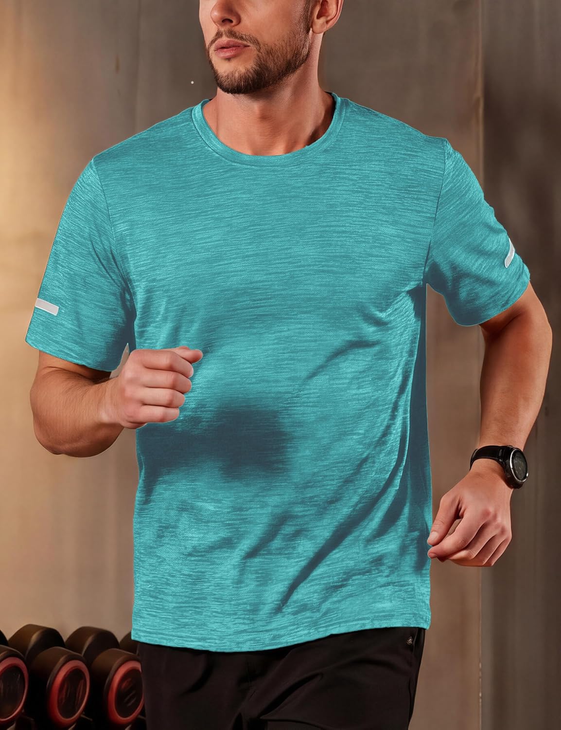 Detalle de KEFITEVD Men's Quick Dry Short Sleeve T-Shirt – Breathable, Lightweight Activewear