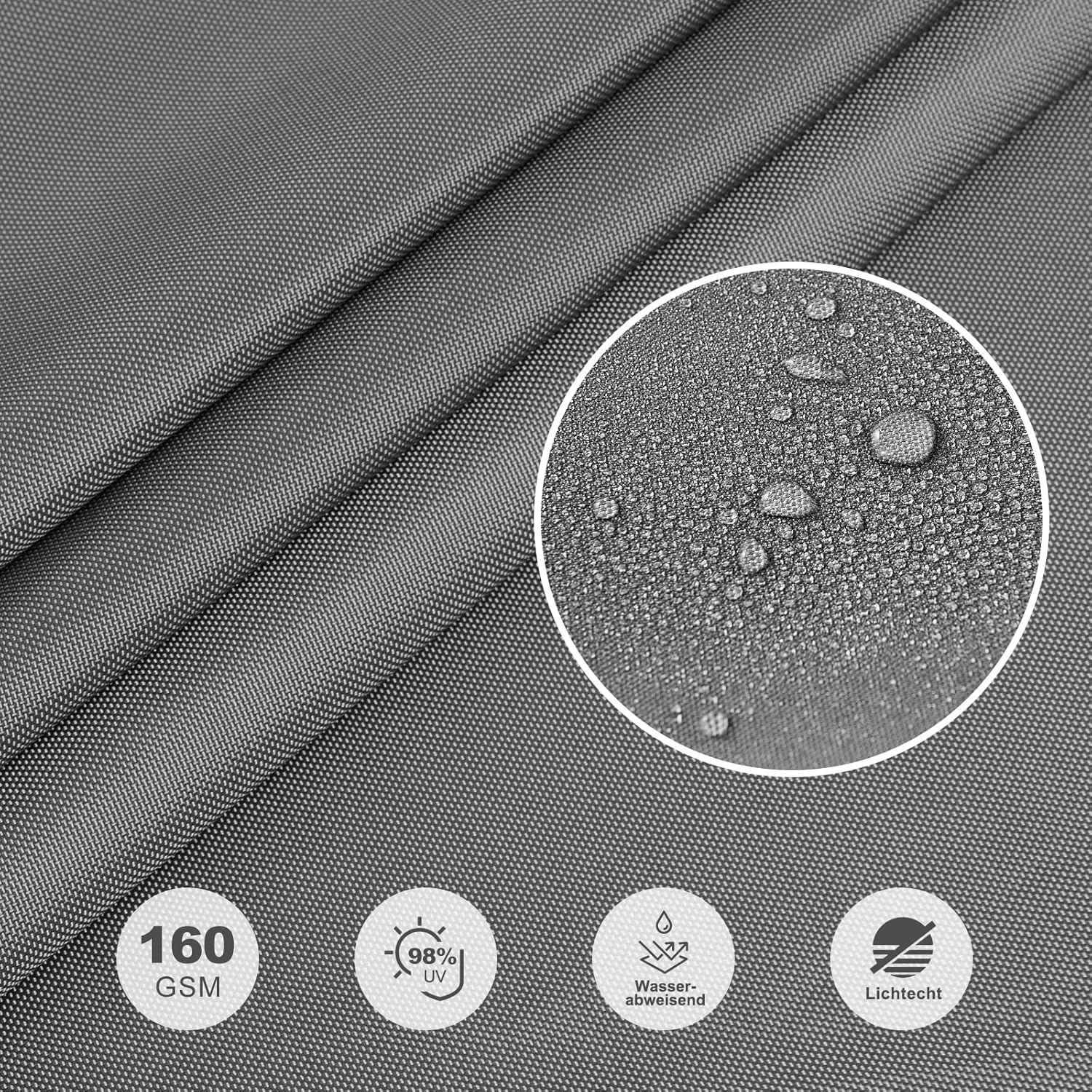 Thumbnail 4 de HAIKUS Sonnensegel Wasserdicht Rechteckig 4x5 m – PES Polyester, UV-Schutz, Grau
