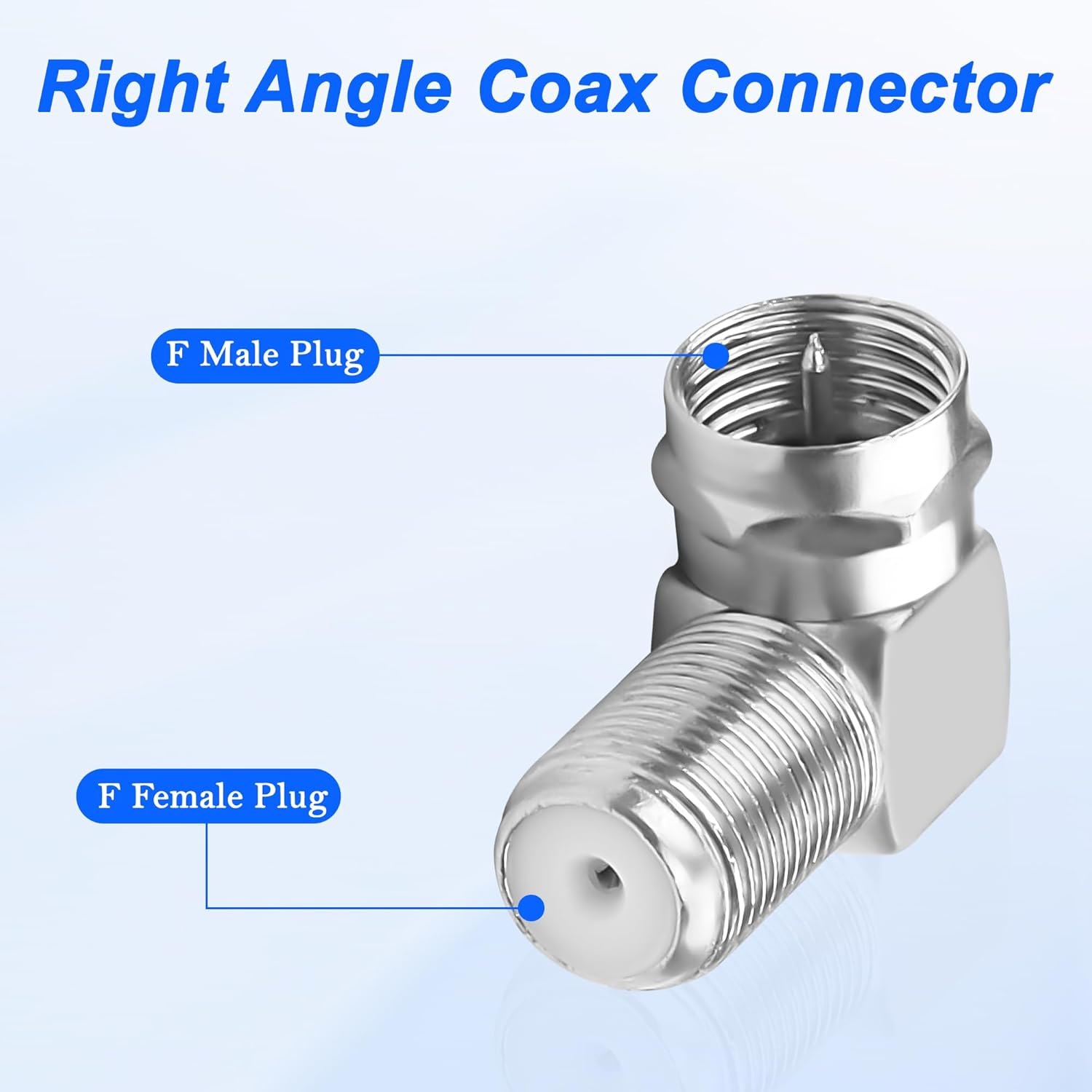 Thumbnail 1 de MEIRIYFA 90 Degree F-Type Coaxial Connector – Right Angle RG6 Adaptor (10 Pack)