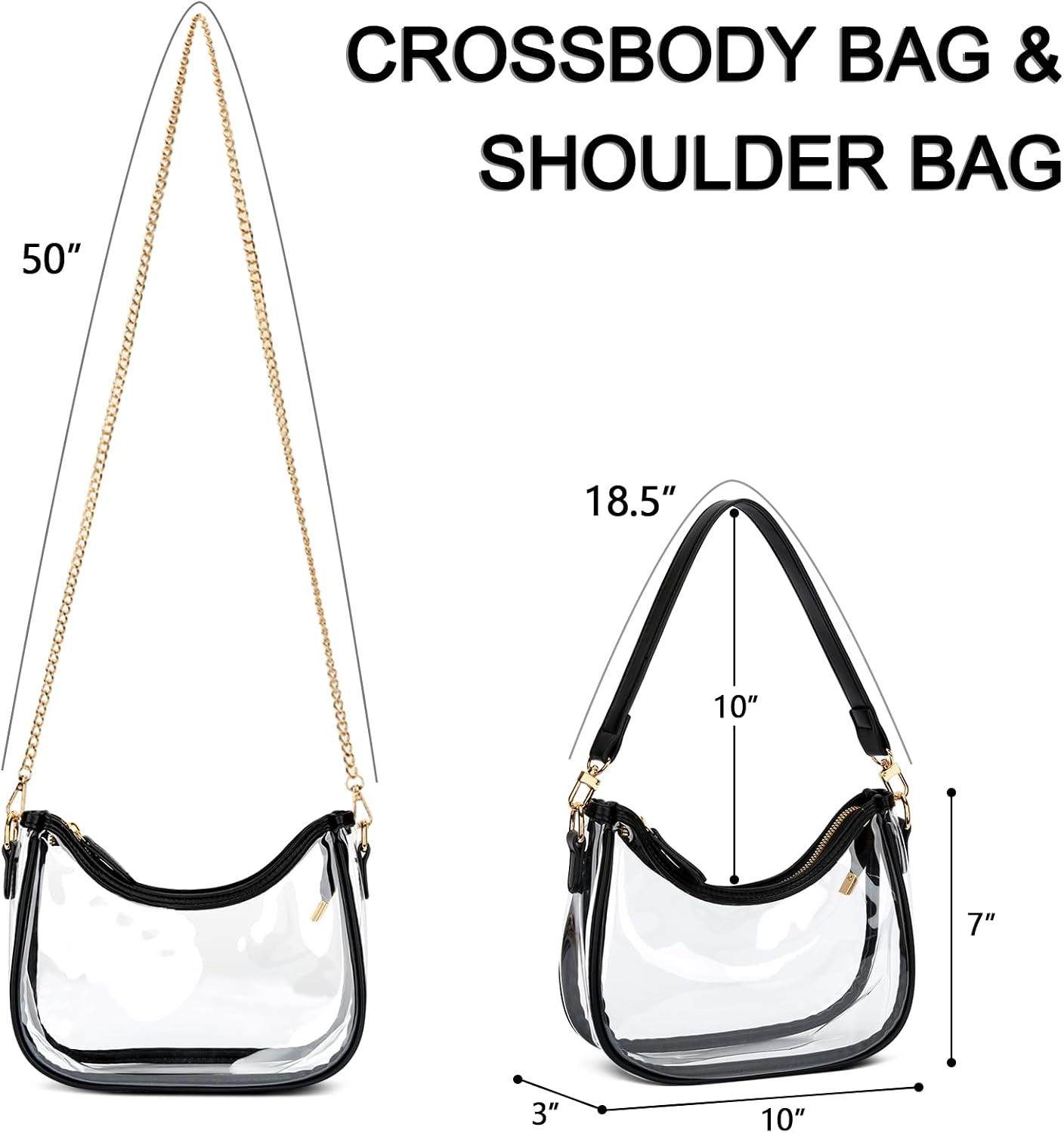 Detalle de KKXIU Shoulder Bag for Women: Clear PVC Crossbody/Hobo Style for Stadiums and Everyday Use